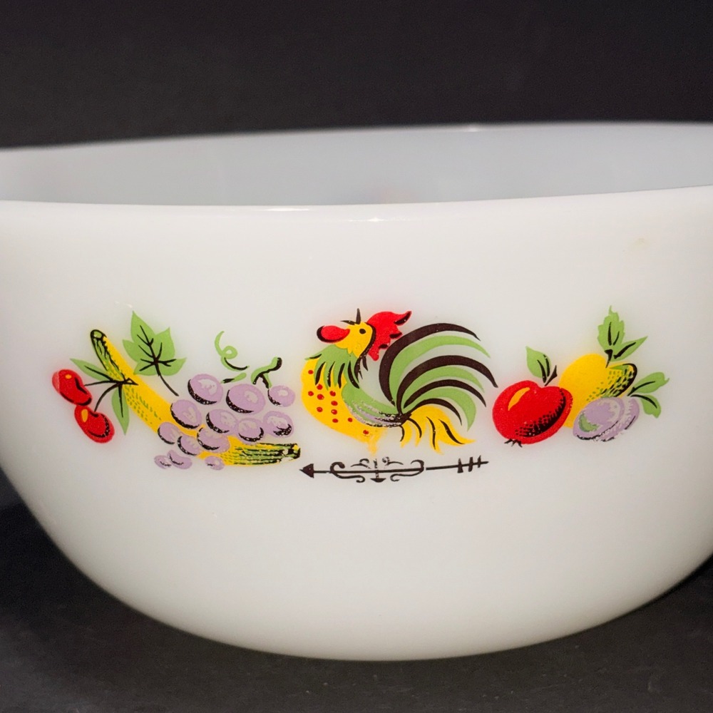 Vintage Anchor Hocking Fire King Chanticleer Milk Glass Mixing Bowl 11.75" x 10" - Picture 9 of 16